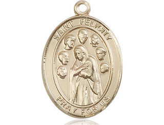14kt Gold Filled Saint Felicity Medal Engraved Catholic Saint Jewelry