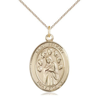 14kt Gold Saint Felicity Medal Engraved Catholic Saint Jewelry