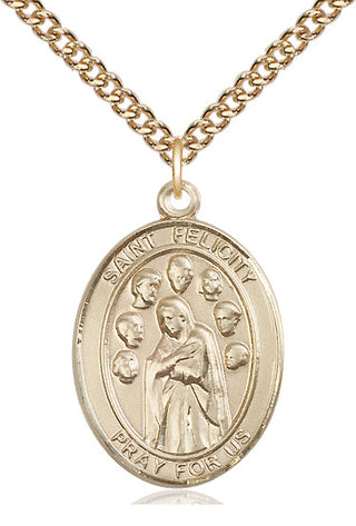 14kt Gold Saint Felicity Medal Engraved Catholic Saint Jewelry