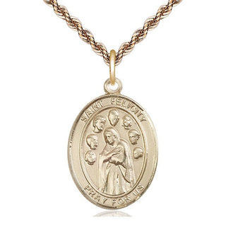 14kt Gold Saint Felicity Medal Engraved Catholic Saint Jewelry