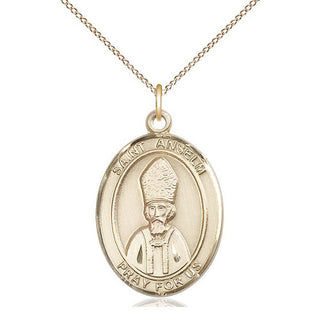 14kt Gold Filled Saint Anselm of Canterbury Medal Catholic Jewelry Engraved Catholic Saint Jewelry