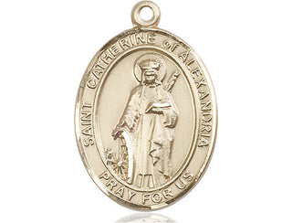 14kt Gold Filled Saint Catherine of Alexandria Medal Engraved Catholic Saint Jewelry