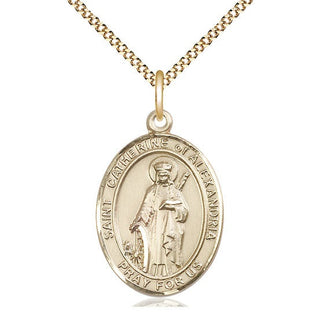 14kt Gold Filled Saint Catherine of Alexandria Medal Catholic Jewelry Engraved Catholic Saint Jewelry