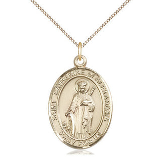 14kt Gold Filled Saint Catherine of Alexandria Medal Catholic Jewelry Engraved Catholic Saint Jewelry