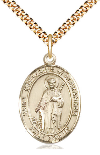 14kt Gold Filled Saint Catherine of Alexandria Medal Catholic Jewelry Engraved Catholic Saint Jewelry