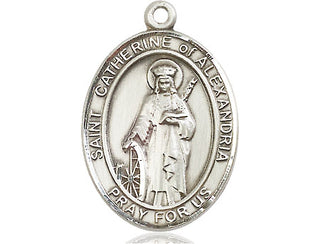 Sterling Silver Saint Catherine of Alexandria Medal Catholic Jewelry Engraved Catholic Saint Jewelry