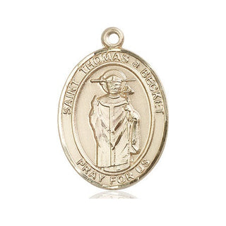 14kt Gold Filled Saint Thomas A Becket Medal Engraved Catholic Saint Jewelry