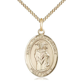 14kt Gold Filled Saint Thomas A Becket Medal Catholic Jewelry Engraved Catholic Saint Jewelry
