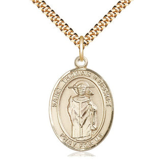 14kt Gold Filled Saint Thomas A Becket Medal Catholic Jewelry Engraved Catholic Saint Jewelry