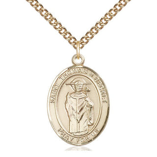 14kt Gold Filled Saint Thomas A Becket Medal Catholic Jewelry Engraved Catholic Saint Jewelry