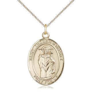 14kt Gold Saint Thomas A Becket Medal Engraved Catholic Saint Jewelry