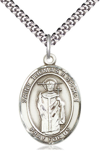 Pewter Saint Thomas A Becket Medal Catholic Jewelry Engraved Catholic Saint Jewelry