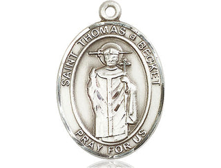 Sterling Silver Saint Thomas A Becket Medal Catholic Jewelry Engraved Catholic Saint Jewelry