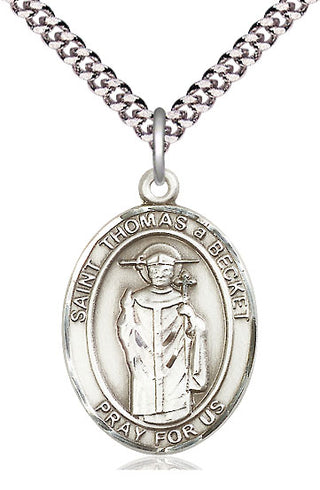 Sterling Silver Saint Thomas A Becket Medal Catholic Jewelry Engraved Catholic Saint Jewelry