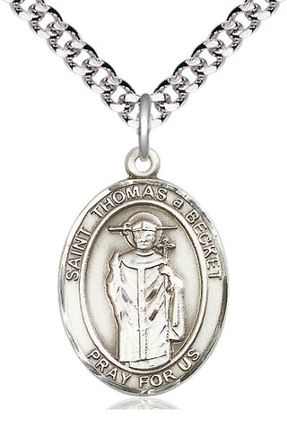 Sterling Silver Saint Thomas A Becket Medal Catholic Jewelry Engraved Catholic Saint Jewelry