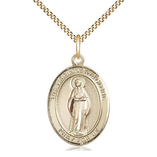 14kt Gold Filled Virgin of the Globe Medal Catholic Jewelry Engraved Catholic Saint Jewelry