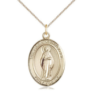 14kt Gold Filled Virgin of the Globe Medal Catholic Jewelry Engraved Catholic Saint Jewelry