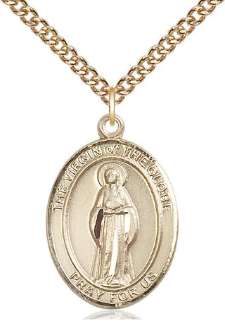 14kt Gold Virgin of the Globe Medal Engraved Catholic Saint Jewelry