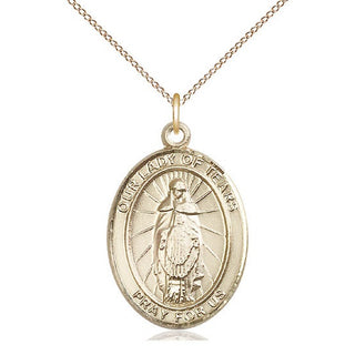 14kt Gold Filled Our Lady of Tears Medal Catholic Jewelry Engraved Catholic Saint Jewelry