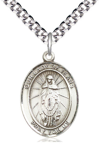 Pewter Our Lady of Tears Medal Catholic Jewelry Engraved Catholic Saint Jewelry