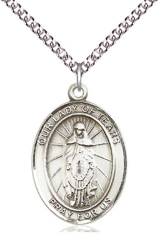 Sterling Silver Our Lady of Tears Medal Catholic Jewelry Engraved Catholic Saint Jewelry