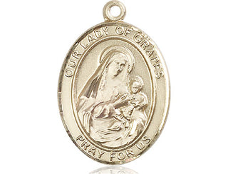 14kt Gold Filled Our Lady of Grapes Medal Engraved Catholic Saint Jewelry
