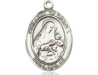 Pewter Our Lady of Grapes Medal Engraved Catholic Saint Jewelry