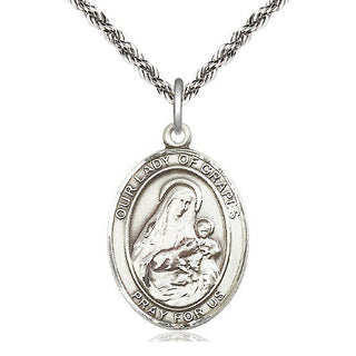 Sterling Silver Our Lady of Grapes Medal Catholic Jewelry Engraved Catholic Saint Jewelry