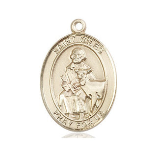 14kt Gold Filled Saint Giles Medal Engraved Catholic Saint Jewelry