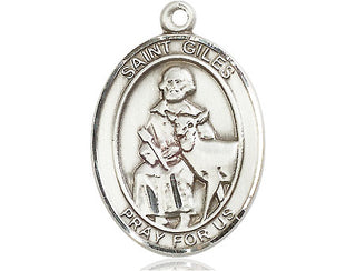 Sterling Silver Saint Giles Medal Catholic Jewelry Engraved Catholic Saint Jewelry