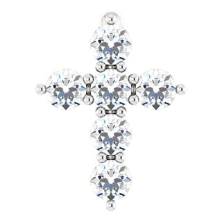 14K White 1/6 CTW Natural Diamond Cross Pendant