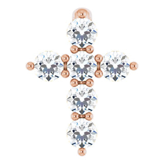 14K Rose 1/6 CTW Lab-Grown Diamond Cross Pendant