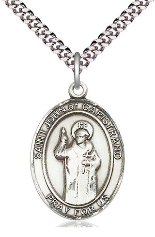 Pewter Saint John of Capistrano Medal Catholic Jewelry Engraved Catholic Saint Jewelry