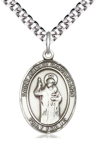 Pewter Saint John of Capistrano Medal Catholic Jewelry Engraved Catholic Saint Jewelry