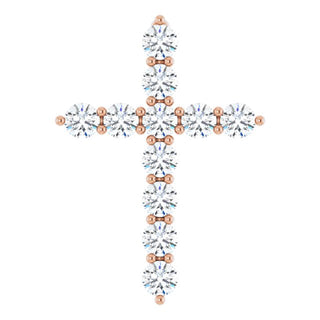 14K Rose 3/8 CTW Natural Diamond Cross Pendant