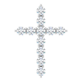14K White 3/8 CTW Lab-Grown Diamond Cross Pendant
