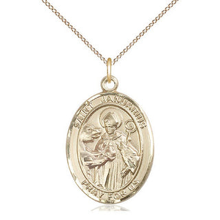 14kt Gold Filled Saint Januarius Medal Catholic Jewelry Engraved Catholic Saint Jewelry