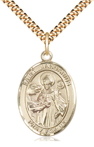 14kt Gold Filled Saint Januarius Medal Catholic Jewelry Engraved Catholic Saint Jewelry