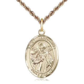 14kt Gold Saint Januarius Medal Engraved Catholic Saint Jewelry