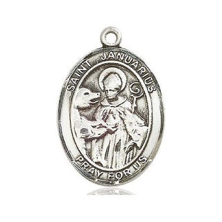 Sterling Silver Saint Januarius Medal Catholic Jewelry Engraved Catholic Saint Jewelry
