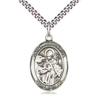Sterling Silver Saint Januarius Medal Catholic Jewelry Engraved Catholic Saint Jewelry