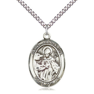 Sterling Silver Saint Januarius Medal Catholic Jewelry Engraved Catholic Saint Jewelry