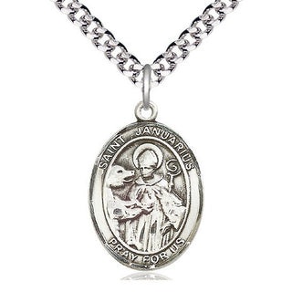 Sterling Silver Saint Januarius Medal Catholic Jewelry Engraved Catholic Saint Jewelry