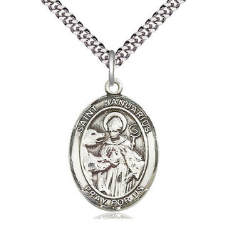 Sterling Silver Saint Januarius Medal Catholic Jewelry Engraved Catholic Saint Jewelry