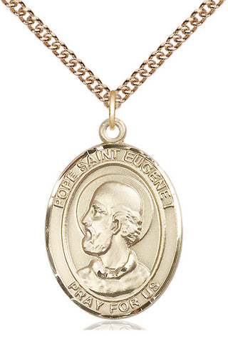 14kt Gold Filled Pope St Eugene I Medal Catholic Jewelry Engraved Catholic Saint Jewelry