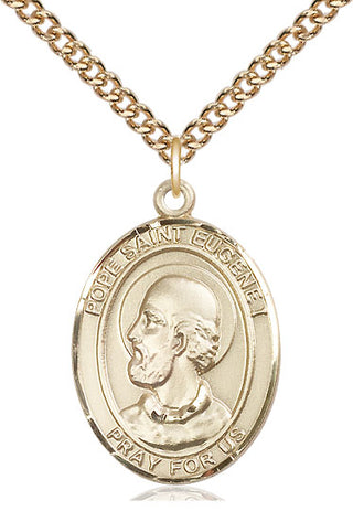 14kt Gold Filled Pope St Eugene I Medal Catholic Jewelry Engraved Catholic Saint Jewelry
