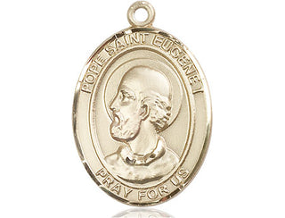 14kt Gold Pope St Eugene I Medal Engraved Catholic Saint Jewelry