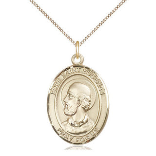 14kt Gold Pope St Eugene I Medal Engraved Catholic Saint Jewelry