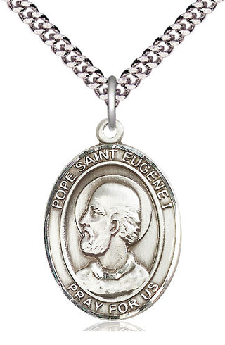Sterling Silver Pope St Eugene I Medal Catholic Jewelry Engraved Catholic Saint Jewelry