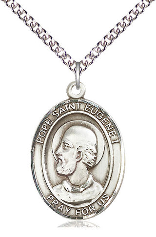 Sterling Silver Pope St Eugene I Medal Catholic Jewelry Engraved Catholic Saint Jewelry